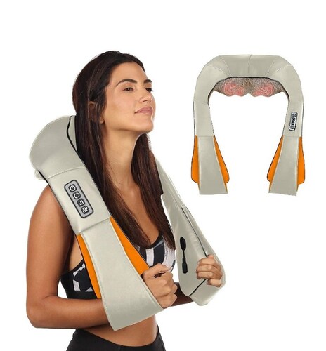 Masajeador de cuello profundo térmico cuello, control de calor relaja cintura espalda y hombro para uso en casa o en oficina con cable eléctrico 