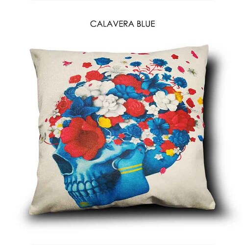 Cojín Decorativo C/Relleno + Funda Interior, Calavera Blue HOGAR 33