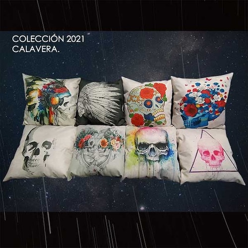 Cojín Decorativo C/Relleno + Funda Interior, Calavera Blue HOGAR 33