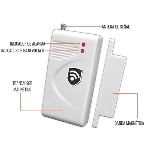 Sensor de Apertura Magnetico para Puerta o Ventana 433 Mhz Accesorio para Alarma de Seguridad