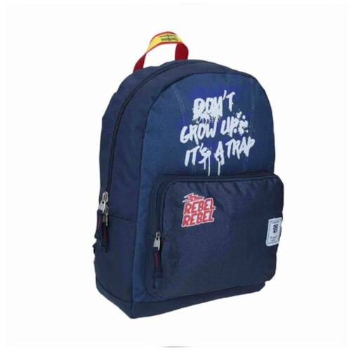 Mochila Grande Chenso Azul Letras Blancas Porta Laptop
