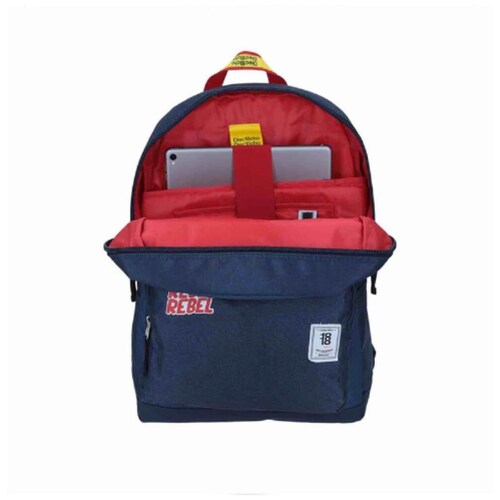 Mochila Grande Chenso Azul Letras Blancas Porta Laptop