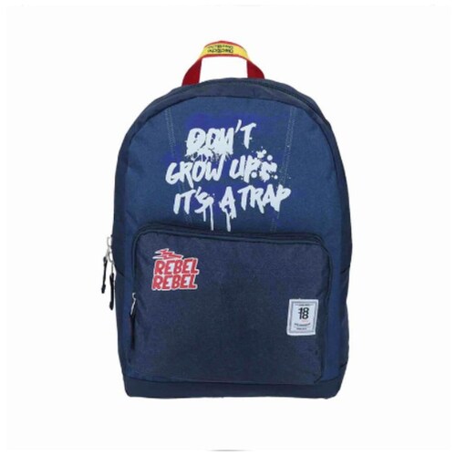Mochila Grande Chenso Azul Letras Blancas Porta Laptop