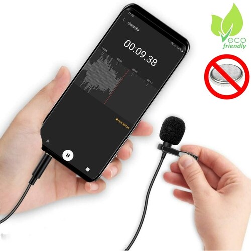 Micrófono para Celular de 6.5mts Solapa Lavalier Compatible con Cámaras iPhone Andorid Pc Universal