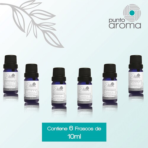 6 Fragancias - Clavo, Lavanda, Sandalo, Pomelo, Romero y Eucalipto