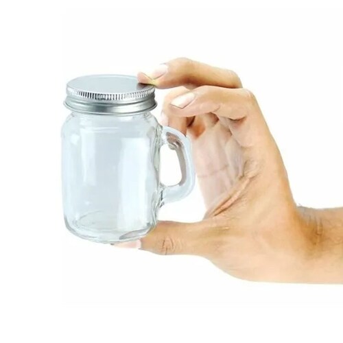 36pz Frasco Con Asa Mini Tequilero De Vidrio Tapa Plata 4oz
