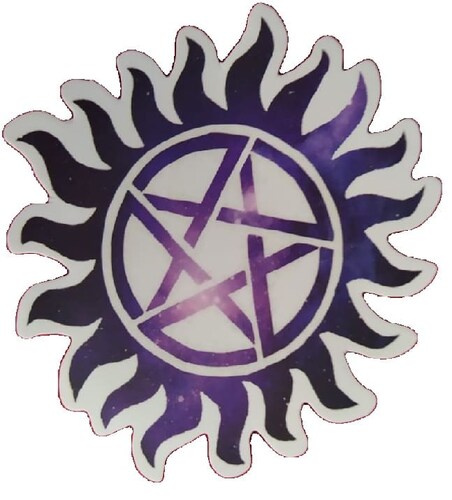 Stiker Sol Pentagrama Pegatina Portátil Resistente al Sol Impermeable Morado Universo