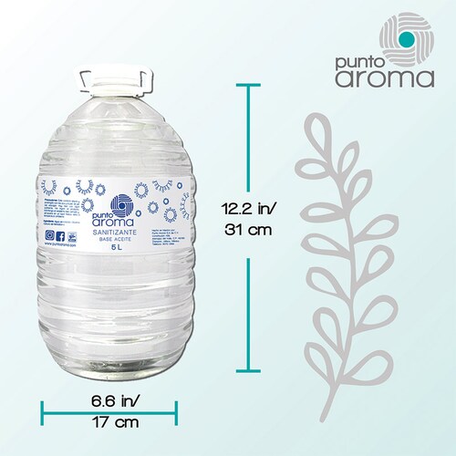 Punto Aroma - Kit Desinfectante líquido base aceite para pulverizar + 2 Cubrebocas de 5 capas - Líquido sanitizante atomizable - No flamable y no tóxico - Ideal para utilizar con humidificadores, máquinas de esterilización en frío y atomizadores - Contenido: 5l + 2 cubrebocas. (Base aceite)