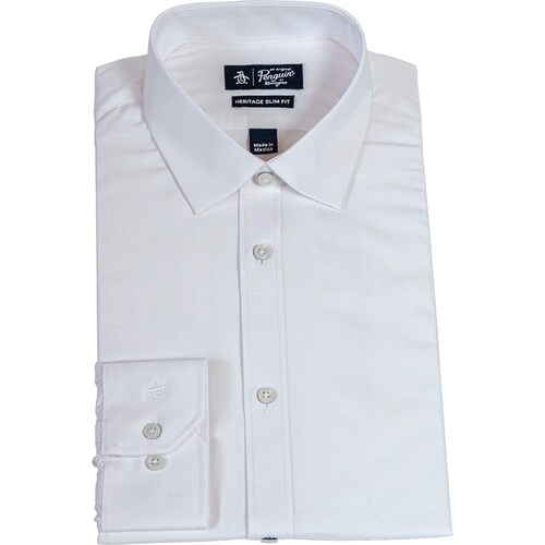 Penguin - Camisa De Vestir Con Fibras De Bambú - Manga 2/3 Talla 17.5 - Blanco	