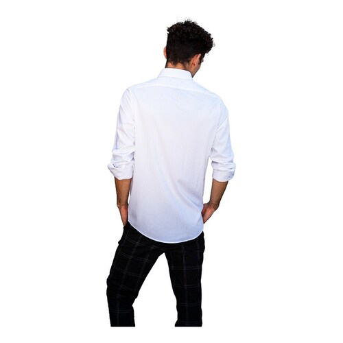 Penguin - Camisa De Vestir Con Fibras De Bambú - Manga 2/3 Talla 17.5 - Blanco	