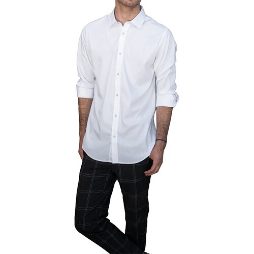 Penguin - Camisa De Vestir Con Fibras De Bambú - Manga 4/5 Talla 18 - Blanco