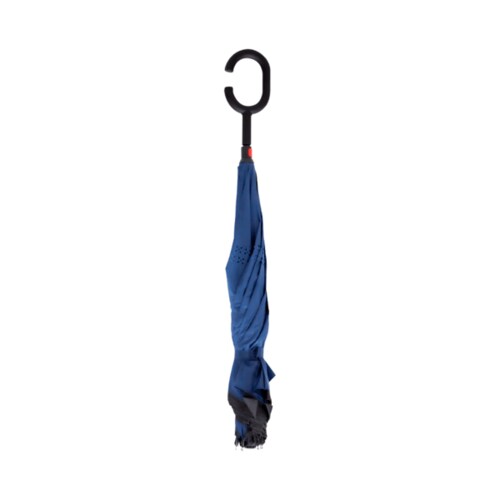 Paraguas Reversible Mango Tipo C Color Liso Azul Doble Tela