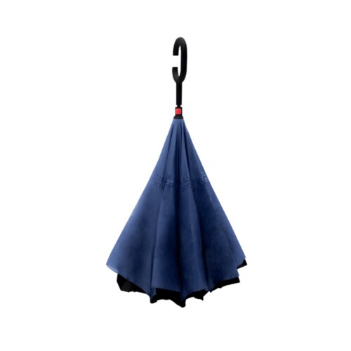 Paraguas Reversible Mango Tipo C Color Liso Azul Doble Tela