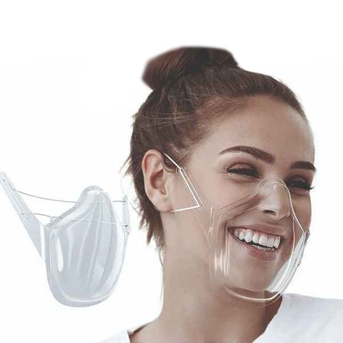 Cubrebocas transparente con resorte ajustable