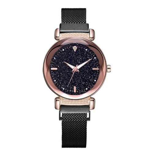 Reloj Iman Mujer Metal Flor Brilla de Noche 