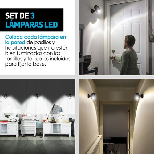 Luces LED con Sensor de Movimiento Cabezal Ajustable (3 pz) Redlemon