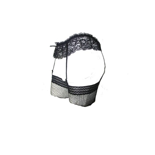 BABYDOLL NEGRO STYLO BODIES STRECH CON TANGA LIGUERO Y MEDIAS LENCERIA SET 918