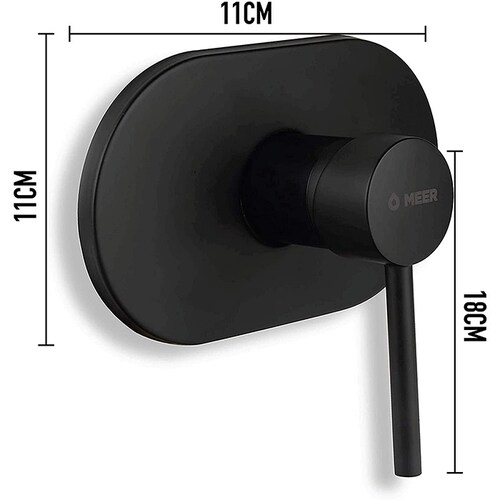 Mezcladora Cromada Monomando para Regadera Negro Mate (Diseño Ovalado)