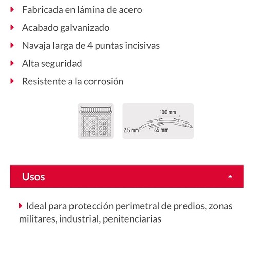 PUA CONCERTINA GALVANIZADA 