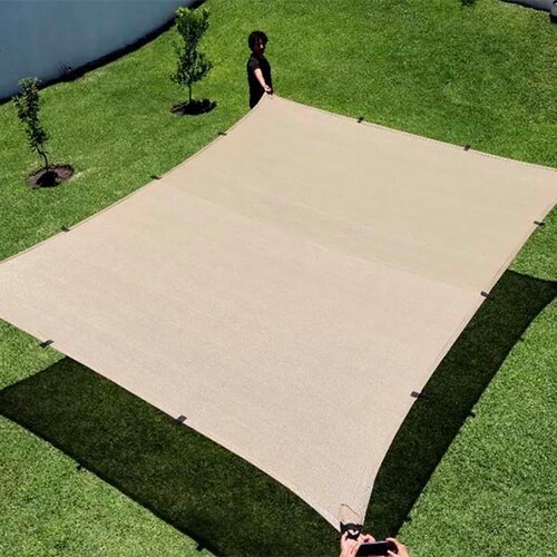 Malla Sombra 4x4 Metros 90% Beige Con Jaladeras