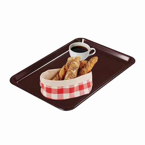 Charola  para servicio Rectangular Café, Fibra De Vidrio 29x45 Cm. 6 Piezas