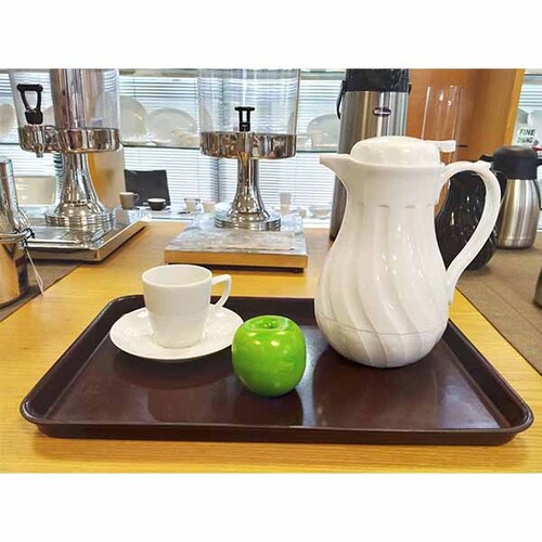 Charola  para servicio Rectangular Café, Fibra De Vidrio 29x45 Cm. 6 Piezas