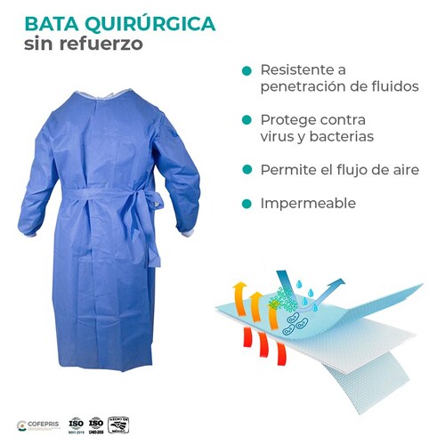 Bata quirúrgica desechable sin refuerzo, SUDKENY PHARMA (5 piezas)