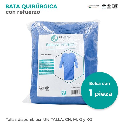 Bata quirúrgica desechable con refuerzo, SUDKENY PHARMA (1 pieza)