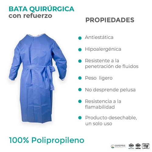 Bata quirúrgica desechable con refuerzo, SUDKENY PHARMA (1 pieza)