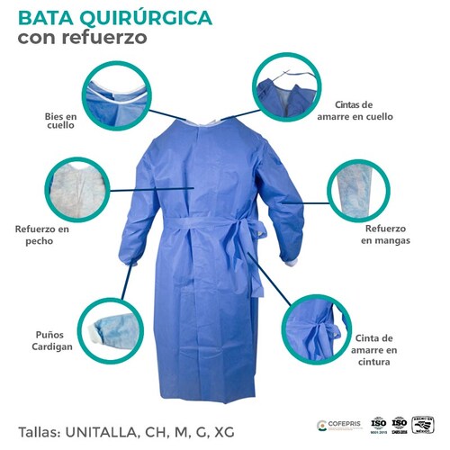 Bata quirúrgica desechable con refuerzo, SUDKENY PHARMA (1 pieza)