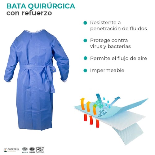 Bata quirúrgica desechable con refuerzo, SUDKENY PHARMA (1 pieza)