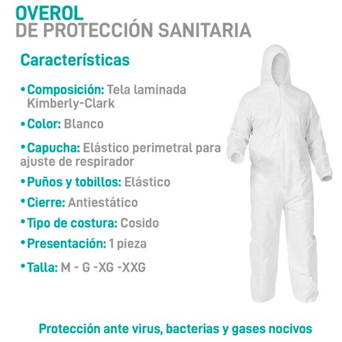 Overol Desechable Color Blanco, SUDKENY PHARMA (1 pieza)
