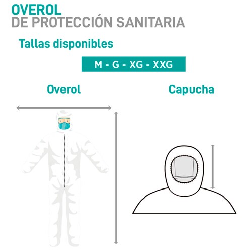 Overol Desechable Color Blanco, SUDKENY PHARMA (1 pieza)