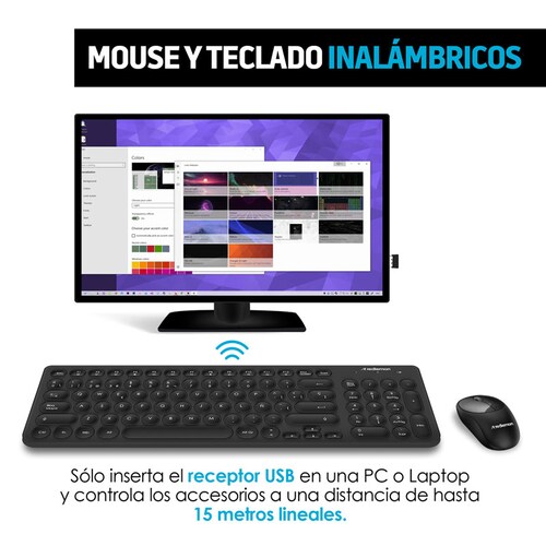 Kit de Teclado y Mouse Inalámbricos con Receptor USB Redlemon