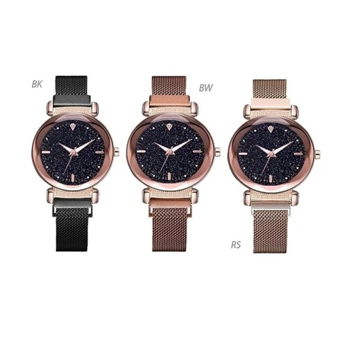 Reloj Iman Mujer Metal Flor Brilla de Noche 