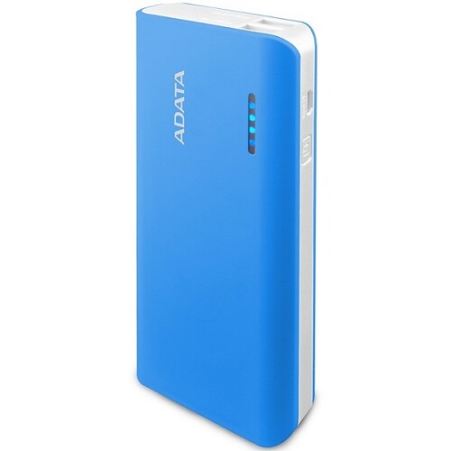 CARGADOR PORTATIL ADATA PT100 AZUL/BLANCO, 10,000mAh, 2 PUERTOS USB (POWER BANK)