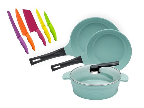 Bateria de cocina jade Cook + Set de cuchillos