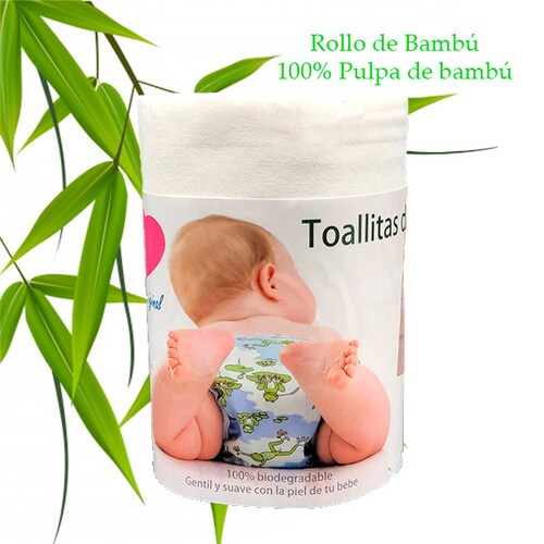Rollo de Papel bambú 100 Hojas para Pañal Ecológico de Tela Ecobaby Original