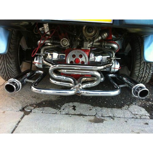Vauli Escape Deportivo Misil Lateral Doble Para Headers De Competencia De VW Sedán Vocho (Varios Modelos De Puntas)