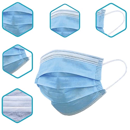 Cubrebocas quirúrgico desechable tricapa plisado termosellado SUDKENY PREMIUM, Caja c/50 piezas