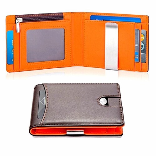 Cartera De Cuero Con Bloqueo  Rfid Para Hombre Mujer