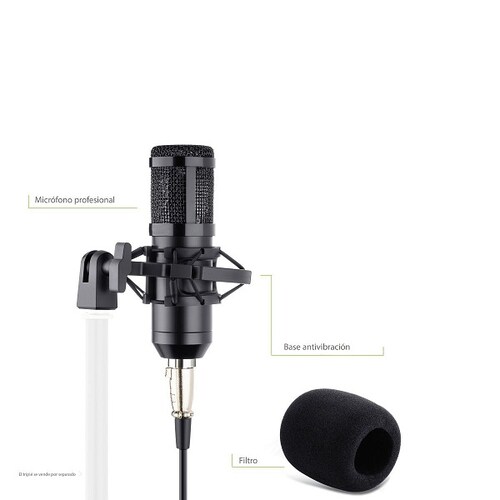 Micrófono profesional de condensador con filtro y suspensión / MIC-650
