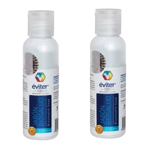 Jabón Antiseptico Eviter Biosalud Antiviral 60 Ml 2 Pzas