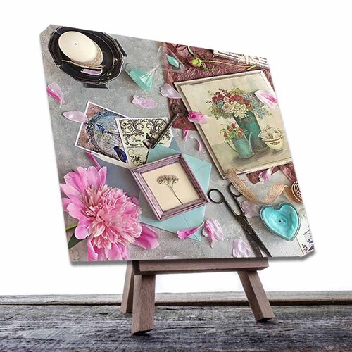 Cuadro Decorativo Canvas Collage Vintage Floral