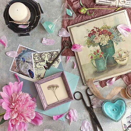 Cuadro Decorativo Canvas Collage Vintage Floral