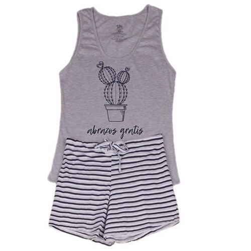 Pijama Mujer Short Y Playera. Cactus Espinoso: Abrazos Gratis! 