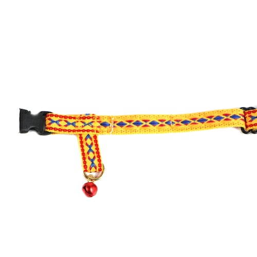 Collar con grecas color Amarillo para mascotas marca El Rebozo de Dolce