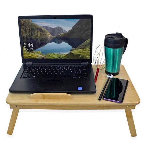Mesa De Bambú Para Laptop Altura E Inclinación Ajustables