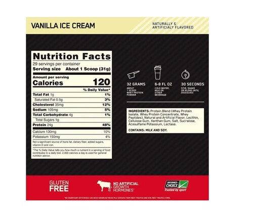 Whey Gold Standard Optimum Nutrition 100% 2 Lb Vainilla Ice Cream