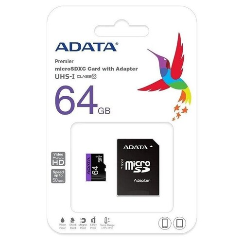 Memoria ADATA Premier MicroSDXC UHS-1 de 256 GB, Clase 10, incluye  adaptador SD.